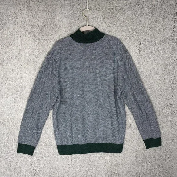 UNTUCKit 100% Merino Wool‎ 1/4 Zip Men's Pullover sweater Sz XL Green/Gray - Picture 2 of 8